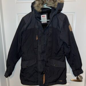 Fjallraven Gray Parka with Fur Trim